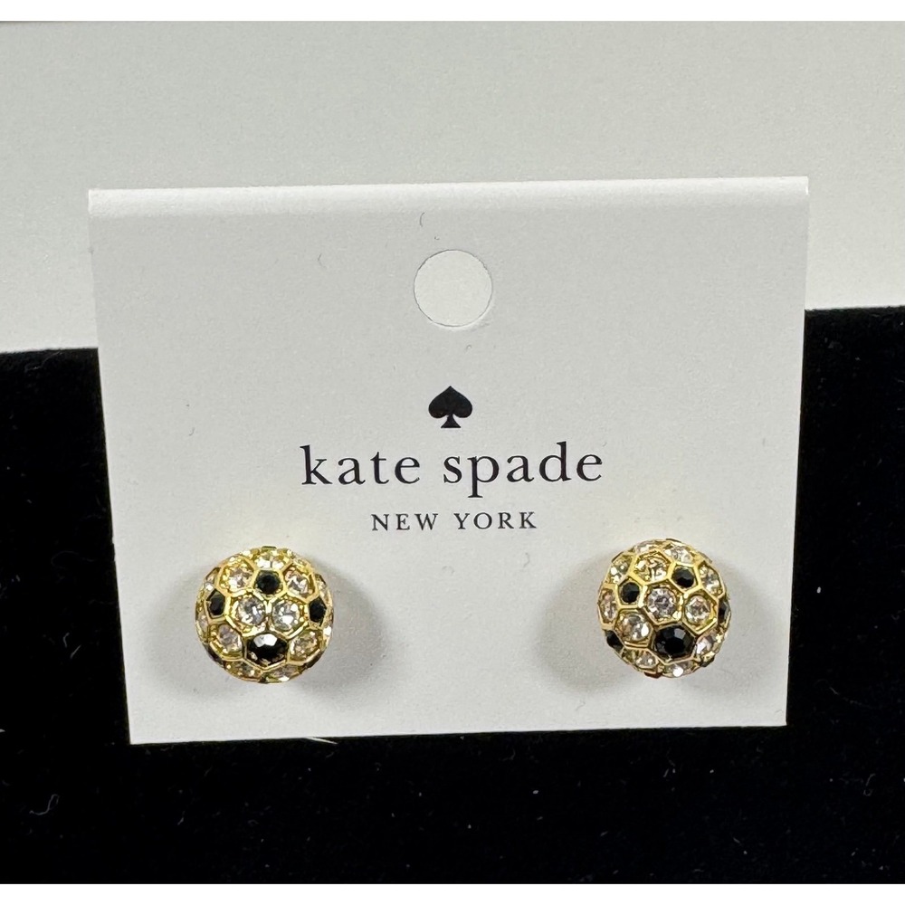 Kate Spade On The Ball Gold Black Multi Stud Earrings NEW